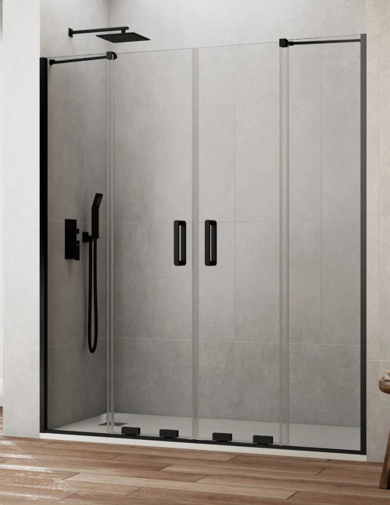 Porta doccia scorrevole 2+2 CIRENE (KENNA) 280 cm Profilo Nero