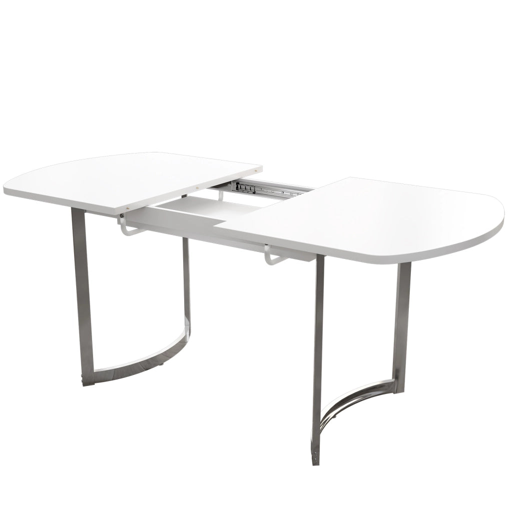 Tavolo da pranzo allungabile 140/180 x 80 cm in MDF bianco con gambe argentate