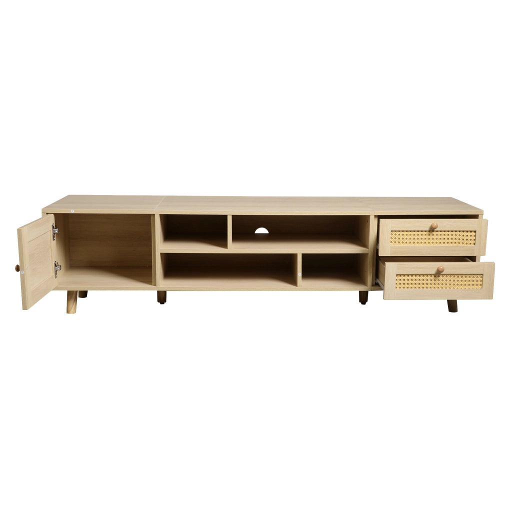 Mobile TV Legno Rattan ¨C MINIMAL ¨C 2 Cassetti, 1 Porta, Soggiorno, 160 cm