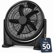 Ventilatore da Pavimento 51 cm Nero Pala 50 cm Base Anti Ribaltamento 3 Velocità