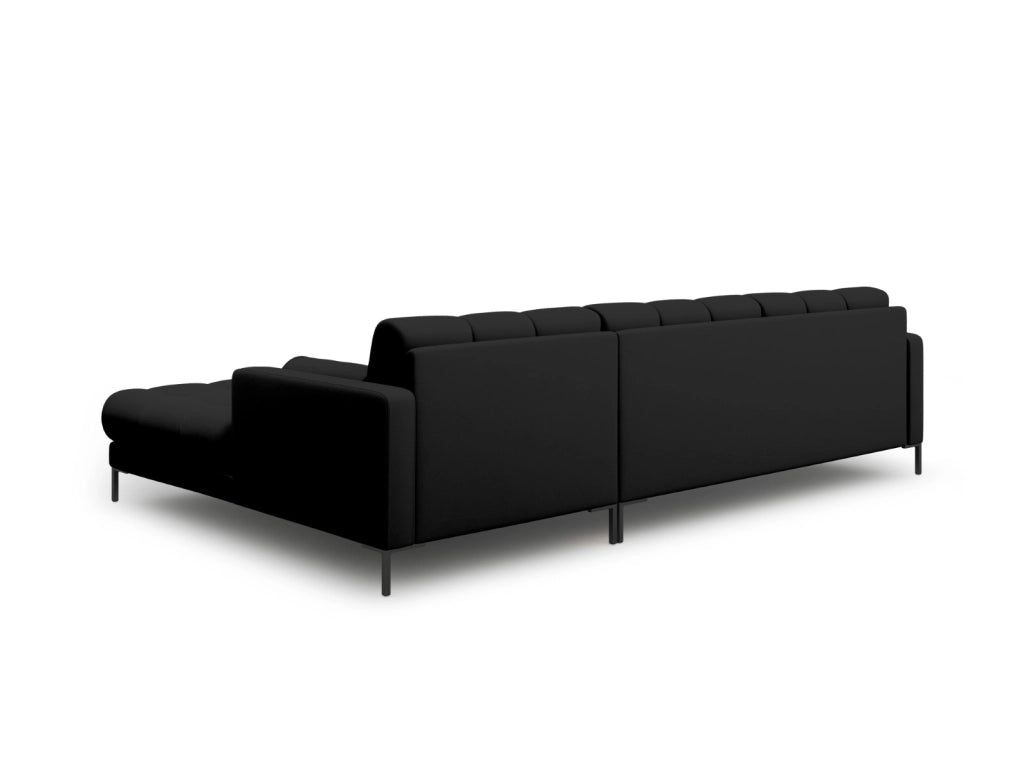Cosmopolitan Design - Divano angolare destro "Bali" 5 posti in tessuto strutturato nero 