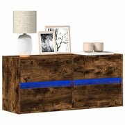 Mobile TV a Parete con Luci LED Rovere Fumo 100x31x45 cm
