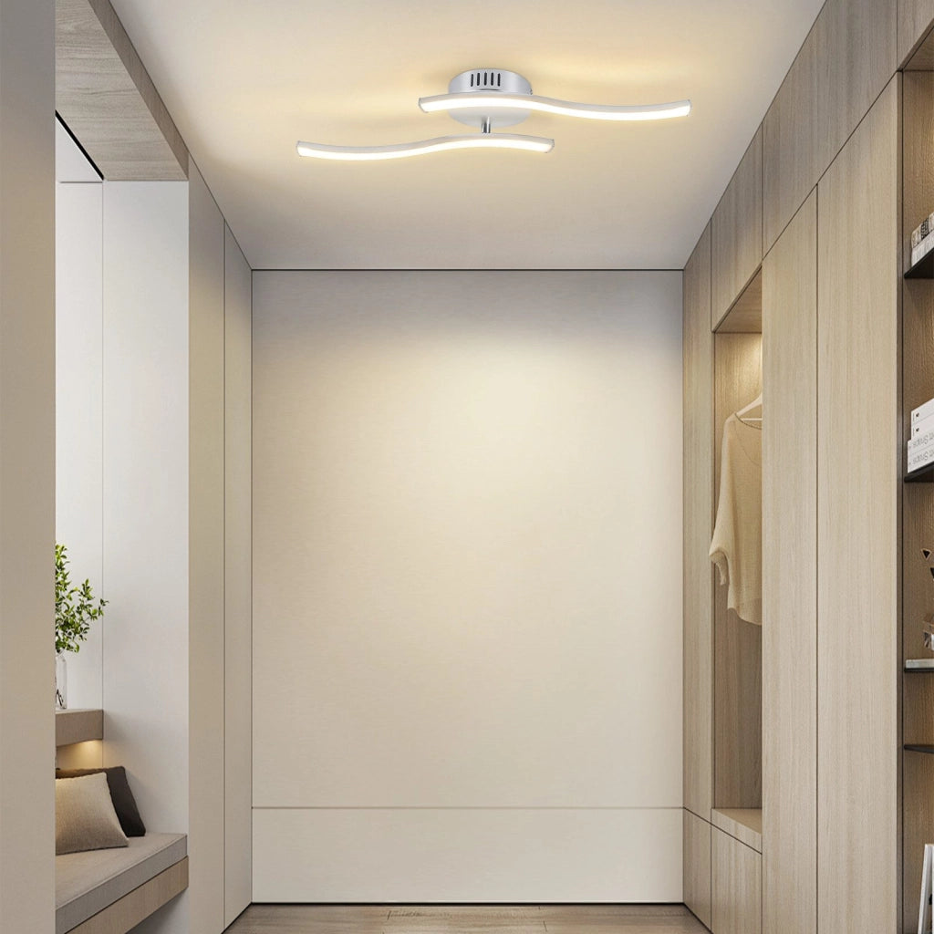 ZMH Lampada da Soffitto LED Moderna Argento 12W 3000K Luce Calda Onde Design per Corridoio Camera da Letto Ufficio
