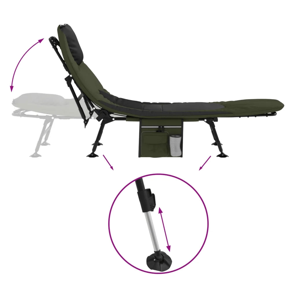 Letto da Pesca Gambe Anti Fango Regolabili Pieghevole Verde CFW6177889
