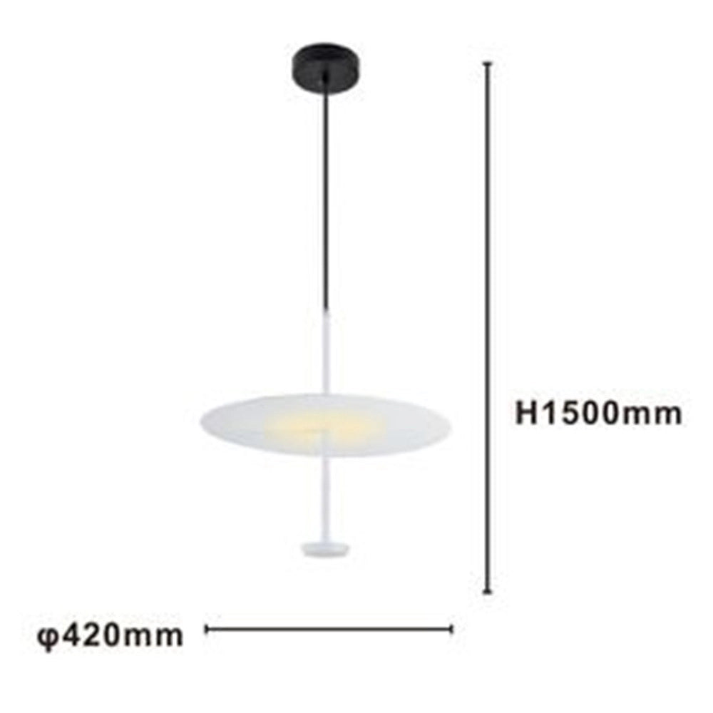 Trade Shop - Lampadario A Sospensione Luce 4000k Led 18w Disco Paralume Piatto Bianco Rotondo 33153 -