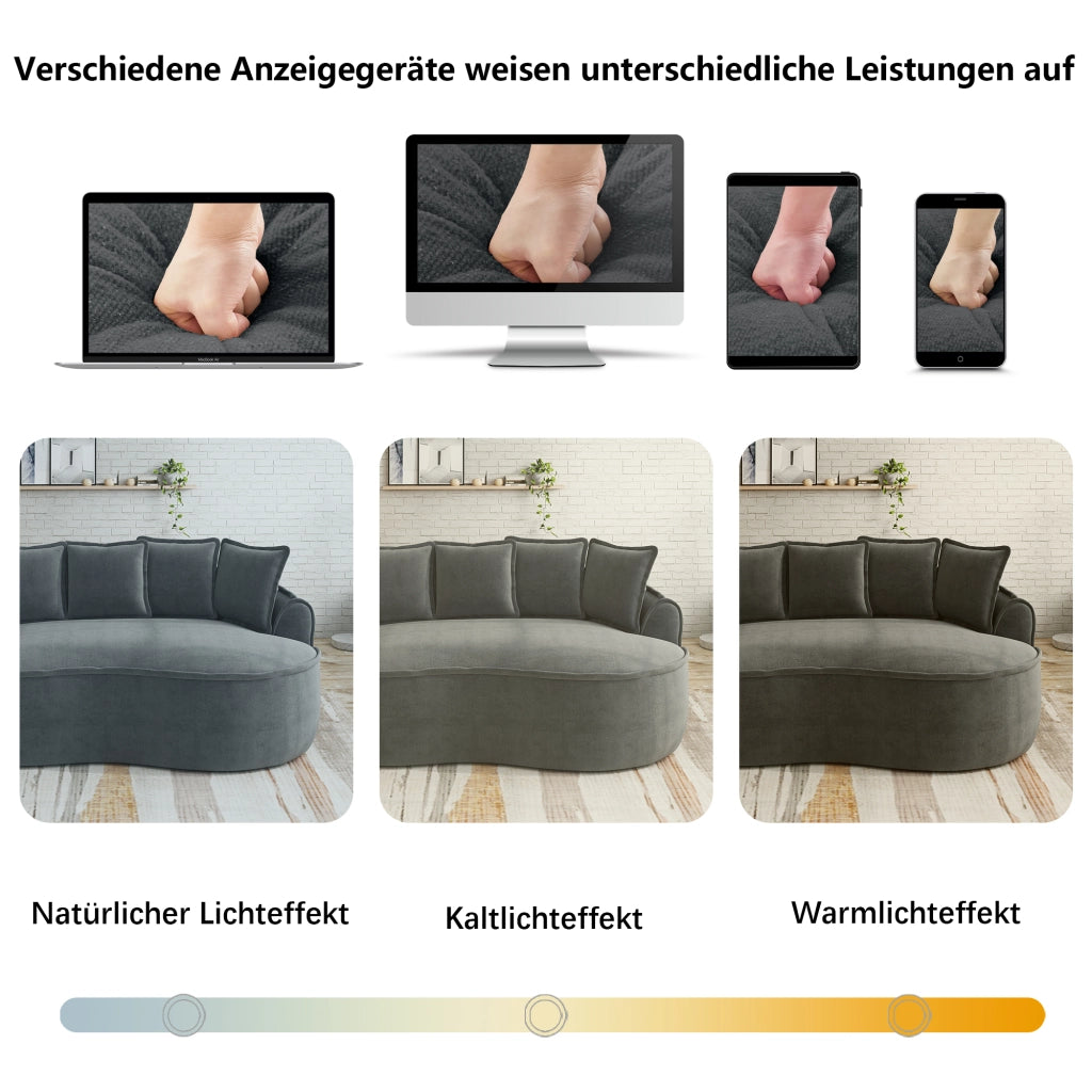 Divano modulare senza struttura convertibile in letto con seduta profonda e braccioli ampi in ciniglia grigio