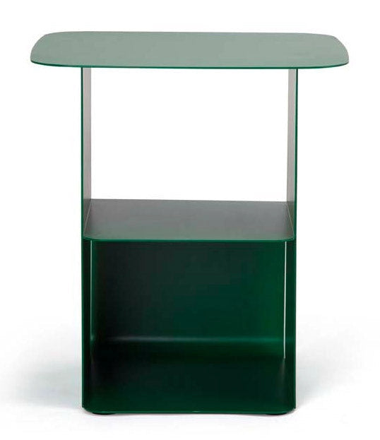 Tavolino Moderno 41x41x45,5 cm in Acciaio Verde Bosco