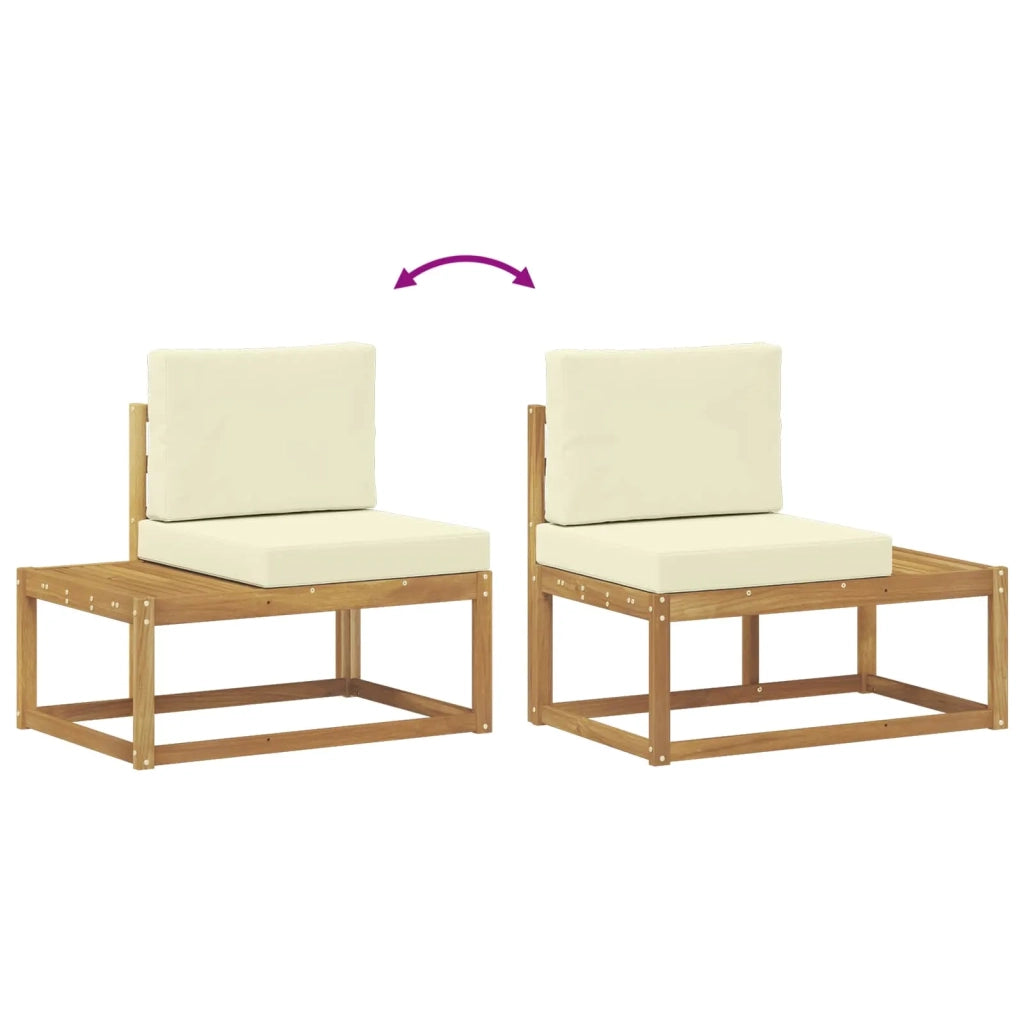 Set di divani da esterno-Sofa da giardino 3 Pezzo Bianco e Crema Poliestere