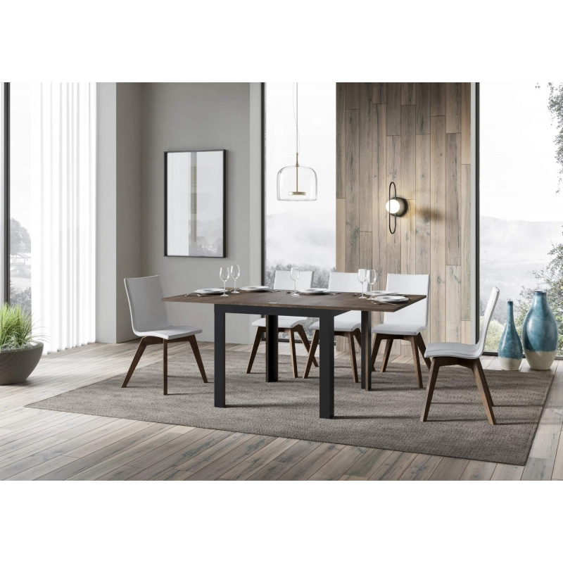 Tavolo apribile 90x90/180 cm Linea Libra telaio Antracite - Noce