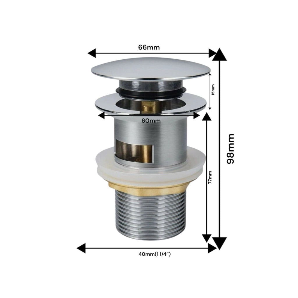 Piletta scarico click clack universale 1/4'' Argento tappo lavabo lavello 59601