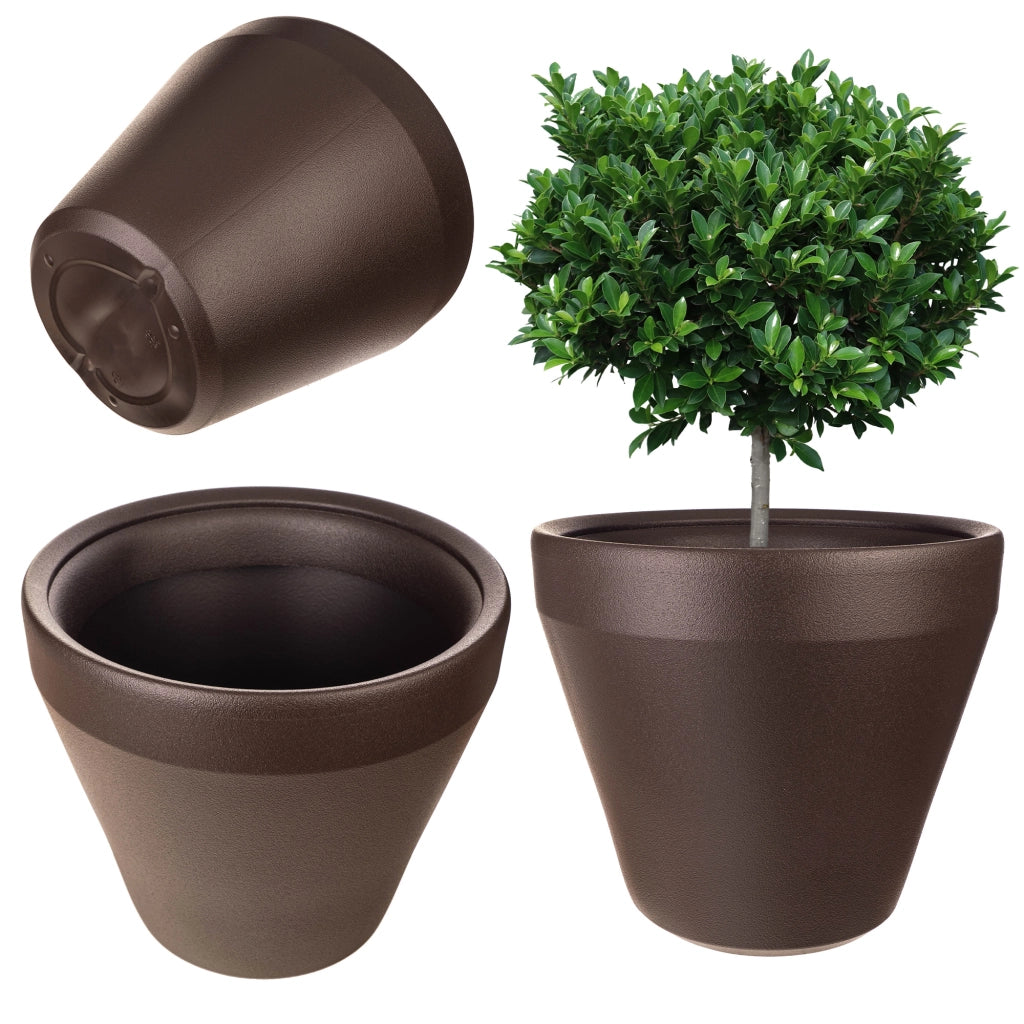 Vaso da fiori rotondo grande KADAX per giardino e terrazzo, marrone, 46 cm