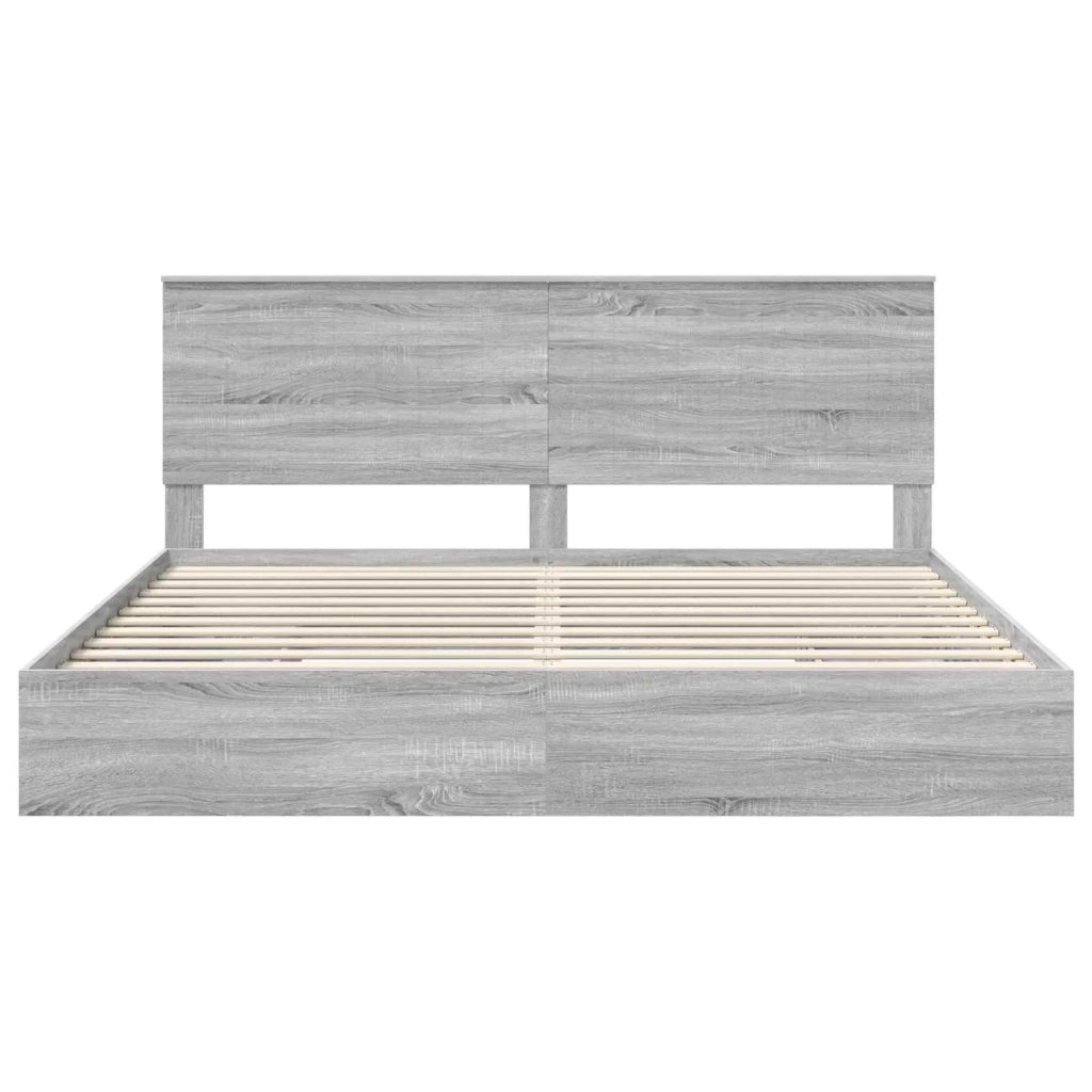 Letto con Contenitore con testiera Grigio Sonoma 200 x 200 cm