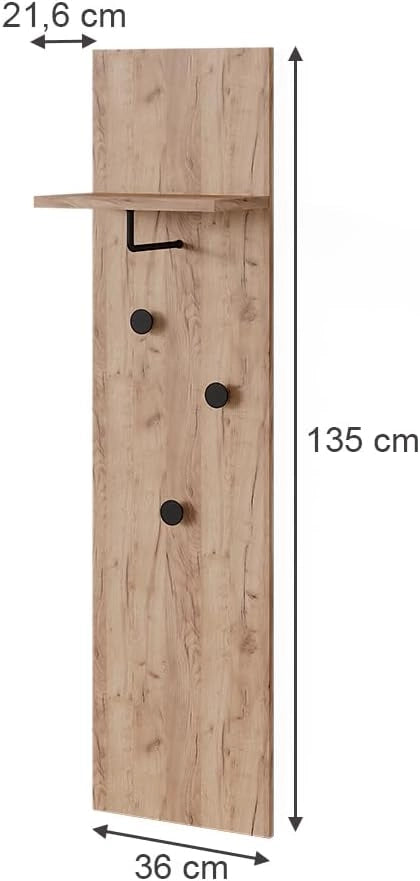 Appendiabiti da parete Siri, Quercia dorata, 36 x 135 cm