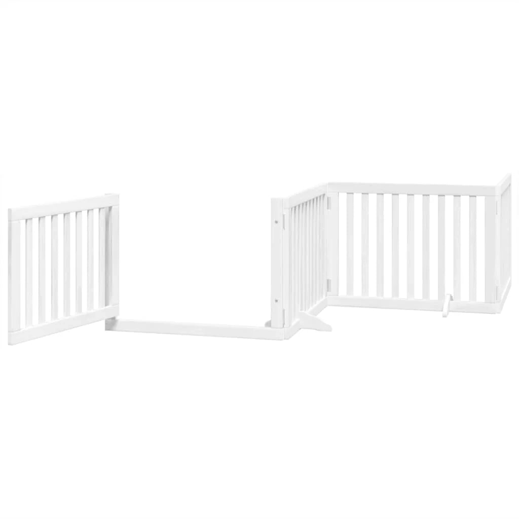 Cancelletto di sicurezza per animali domestici porta pieghevole 8 pannelli legno di pioppo bianco 02_0023263