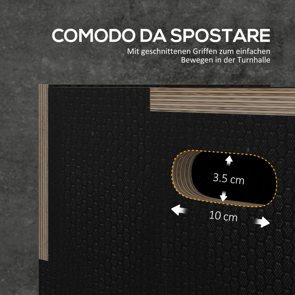 Box Jump Pliometrico a 3 Altezze in Legno Antiscivolo. 41-36-31cm. Nero
