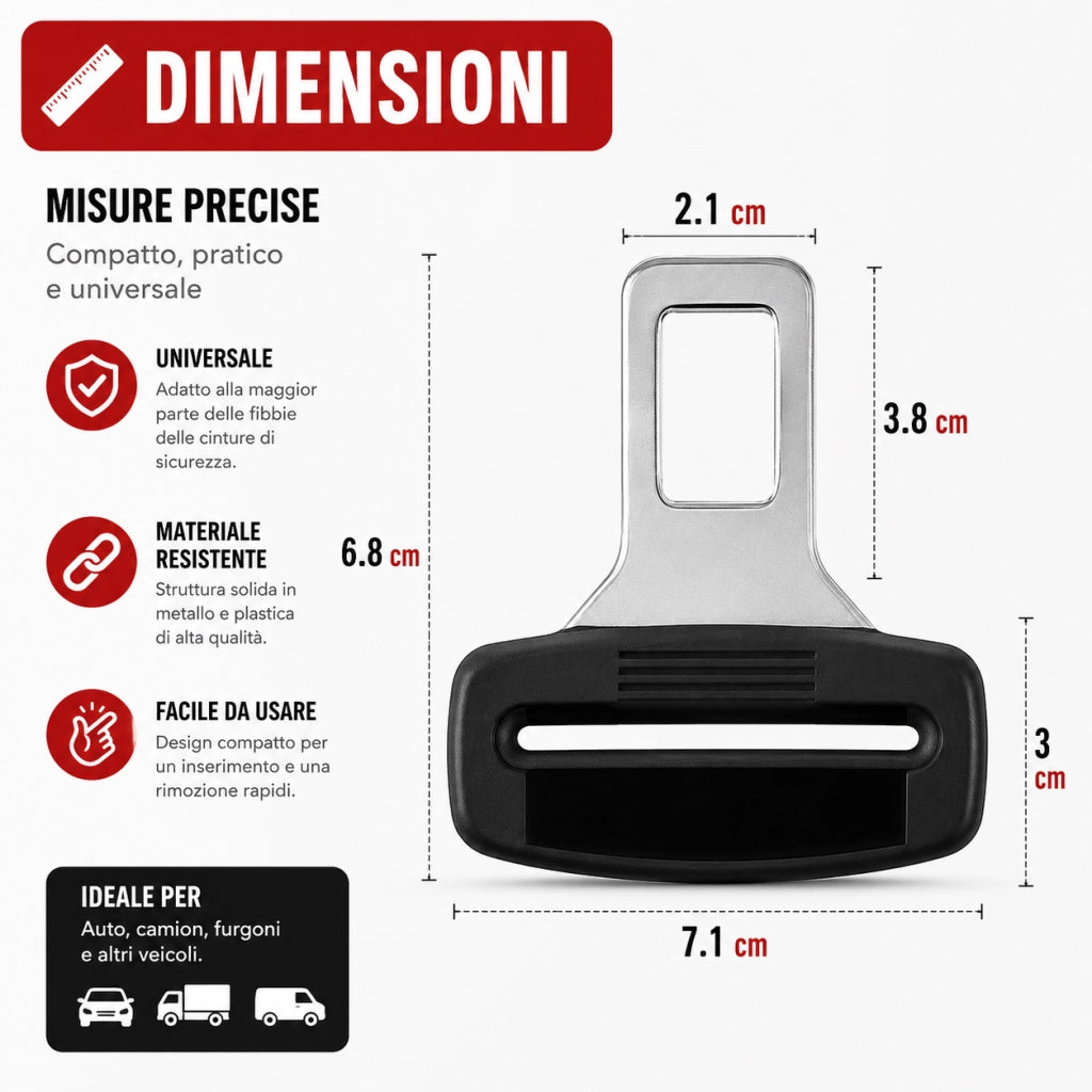 2 Ferma Cintura Sicurezza Universali Auto Clip Adattatore Fibbia QW076