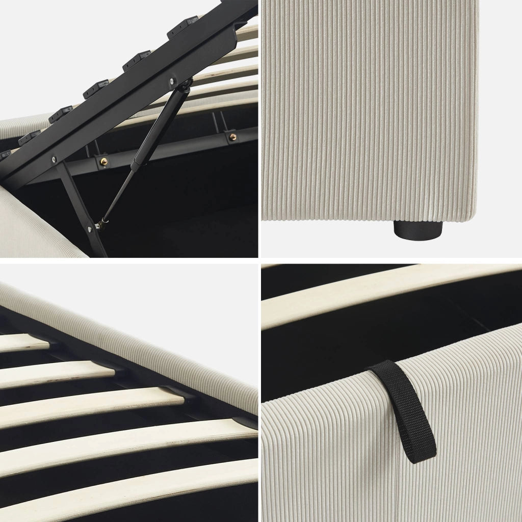 struttura letto con contenitore e rete a doghe 90x190cm, imbottita