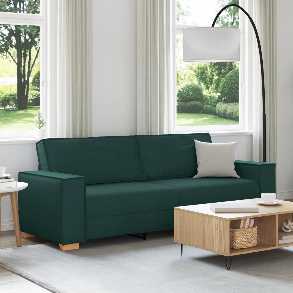 Divano a 3 posti verde scuro 180 cm in tessuto