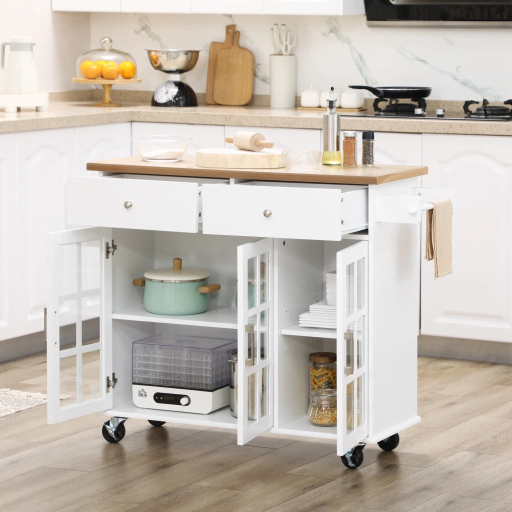 Isola Cucina con Carrello ¨C zephmum ¨C Bianco 124.5x39.5x90 cm
