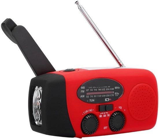 Radio a Mano con Energia Solare - Ricezione FM/AM/NOAA - Lampada LED - Batteria 2000mAh - Peso 250g - Radio a Manovella