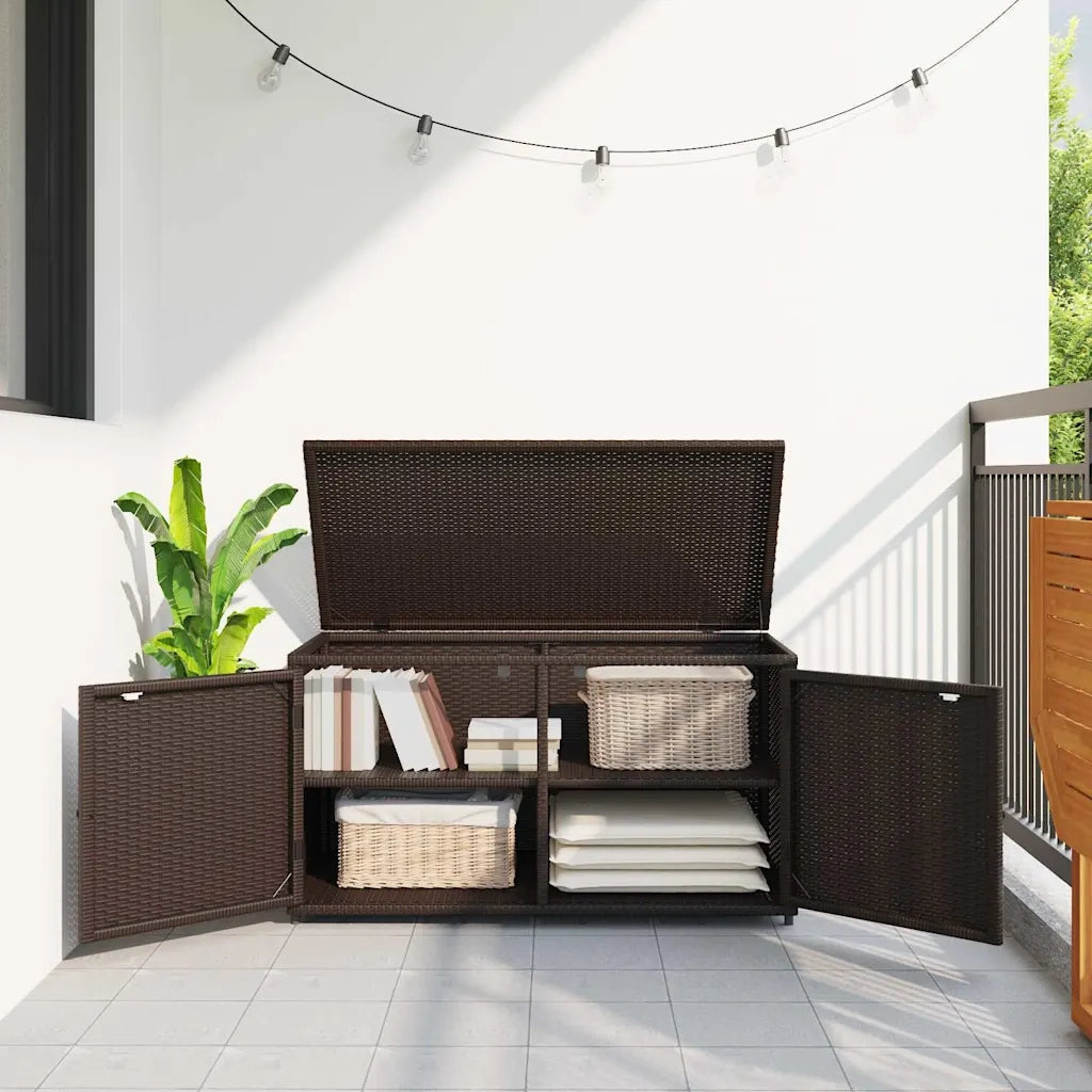 Armadietto Portaoggetti Giardino Marrone 110x55x60,5 Polyrattancod mxl 134548
