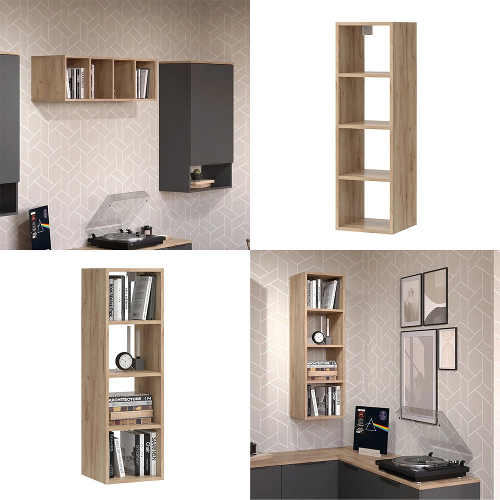 Vicco Scaffale a muro Antracite 30 x 100 cm con 4 ripiani aperti