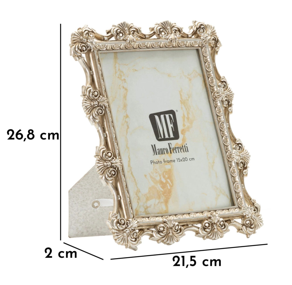 Cornice Florence 21,5x2x26,8 cm in Resina e Vetro Argento