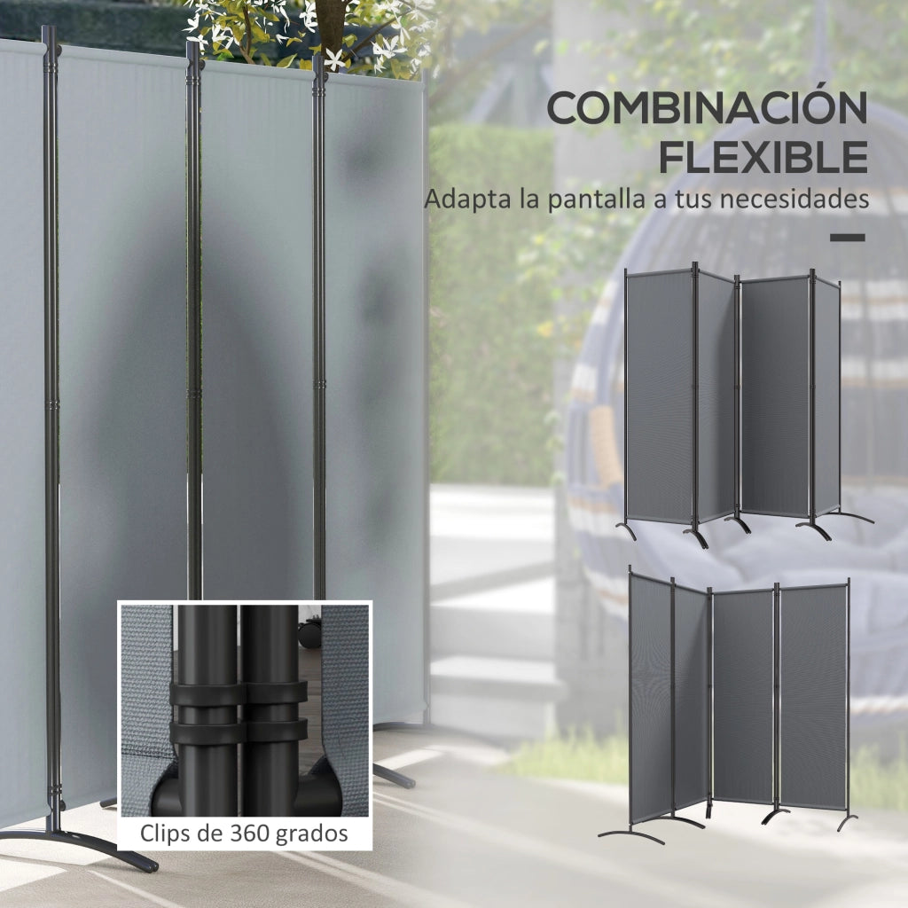 Biombo ¨C zephmum ¨C Grigio Scuro 4 Pannelli Pieghevole 221x172 cm