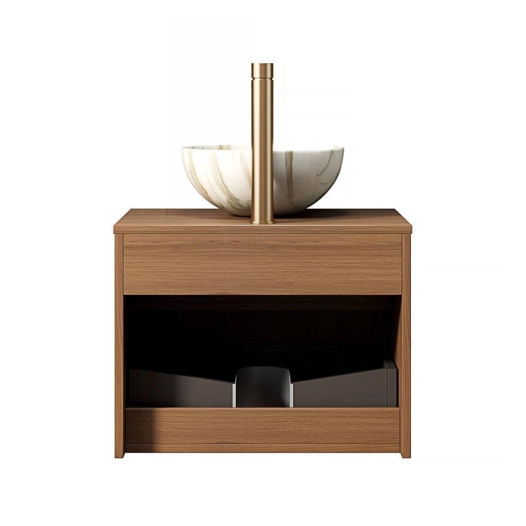 Mobile bagno con cassetto e vano aperto con lavabo in ceramica e luce LED con sensore per bagno 60×46×60.8 cm