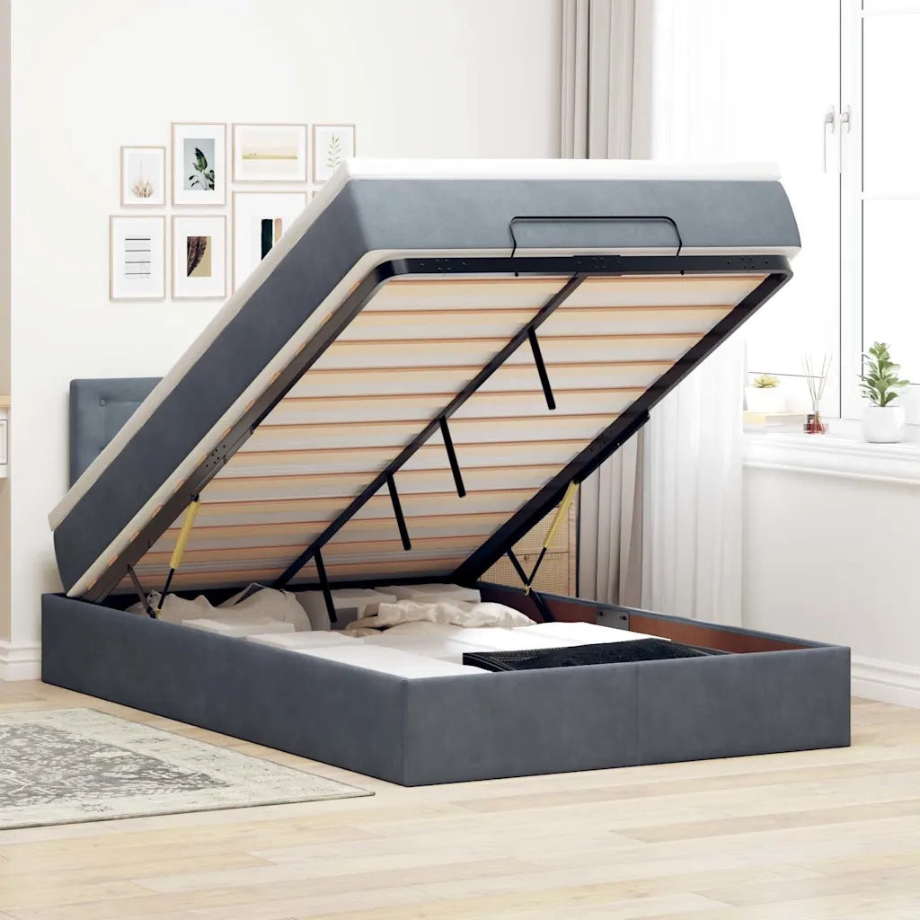 vidaXL Struttura Letto Pouf con Materasso 120x200 cm Velluto