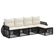 Set Divano da Giardino 5 pcs Nero e Bianco Crema polyrattan 3435403