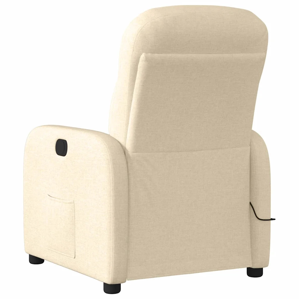 vidaXL Poltrona Reclinabile Massaggiante Elettrica Crema in Tessuto