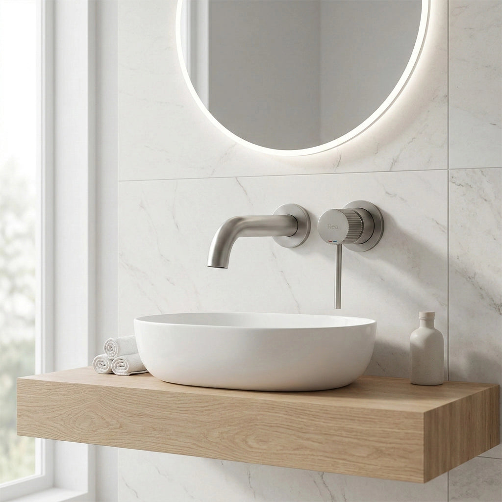 Rubinetto Da Parete Rea Lungo Stripe Brush Nickel