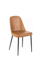 E-STYLO Sedia da pranzo in soft touch caramello e gambe in metallo nero, 52cm X 45cm H. 85cm.