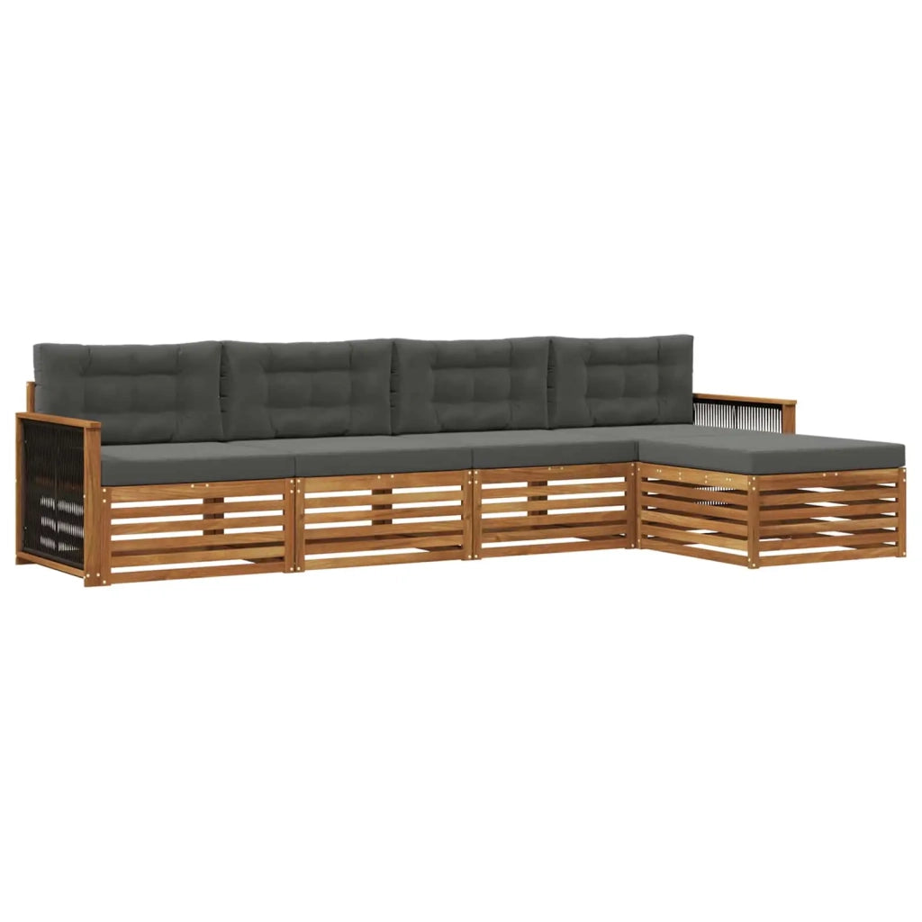 Set di divani da esterno 5 pz Naturale e Antracite 3383235