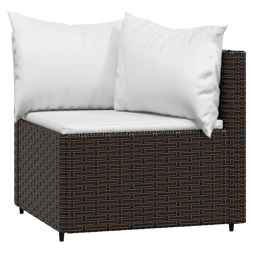 Divani Angolari da Giardino con Cuscini 2pz-Sofa da giardino Polyrattan Marrone