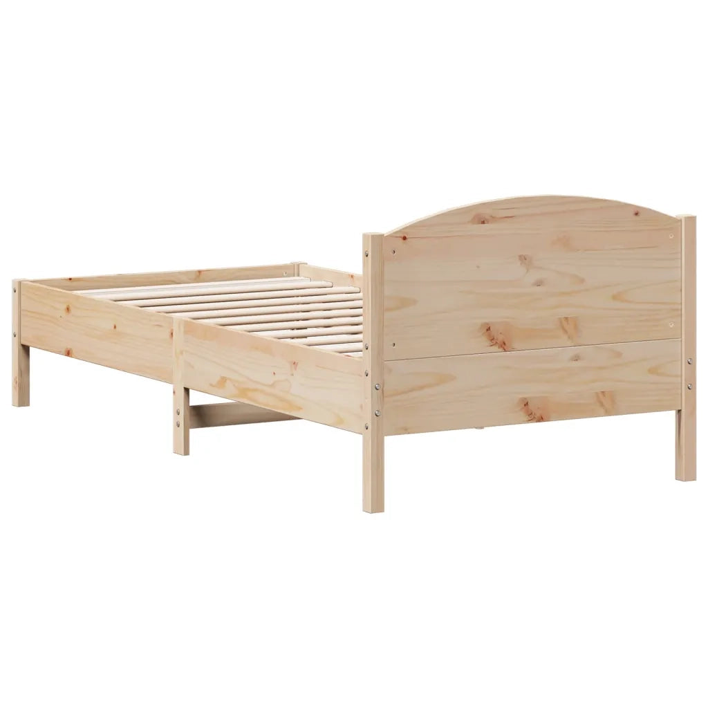 Letto singolo | Letto per adulti | Giroletto senza Materasso 100x200 cm in Legno Massello di Pino