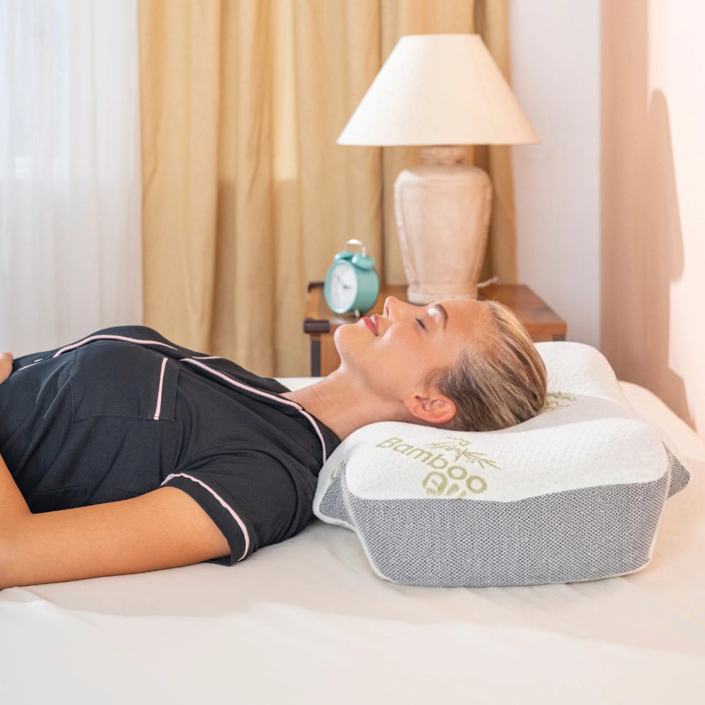 Cuscino Memory Foam Ergonomico Guanciale Letto Cervicale in Fibra di Bambù, Traspirante e Anti Stress, 57x40x10 cm – Supporto Collo e Allineamento Colonna per Sonno Migliore