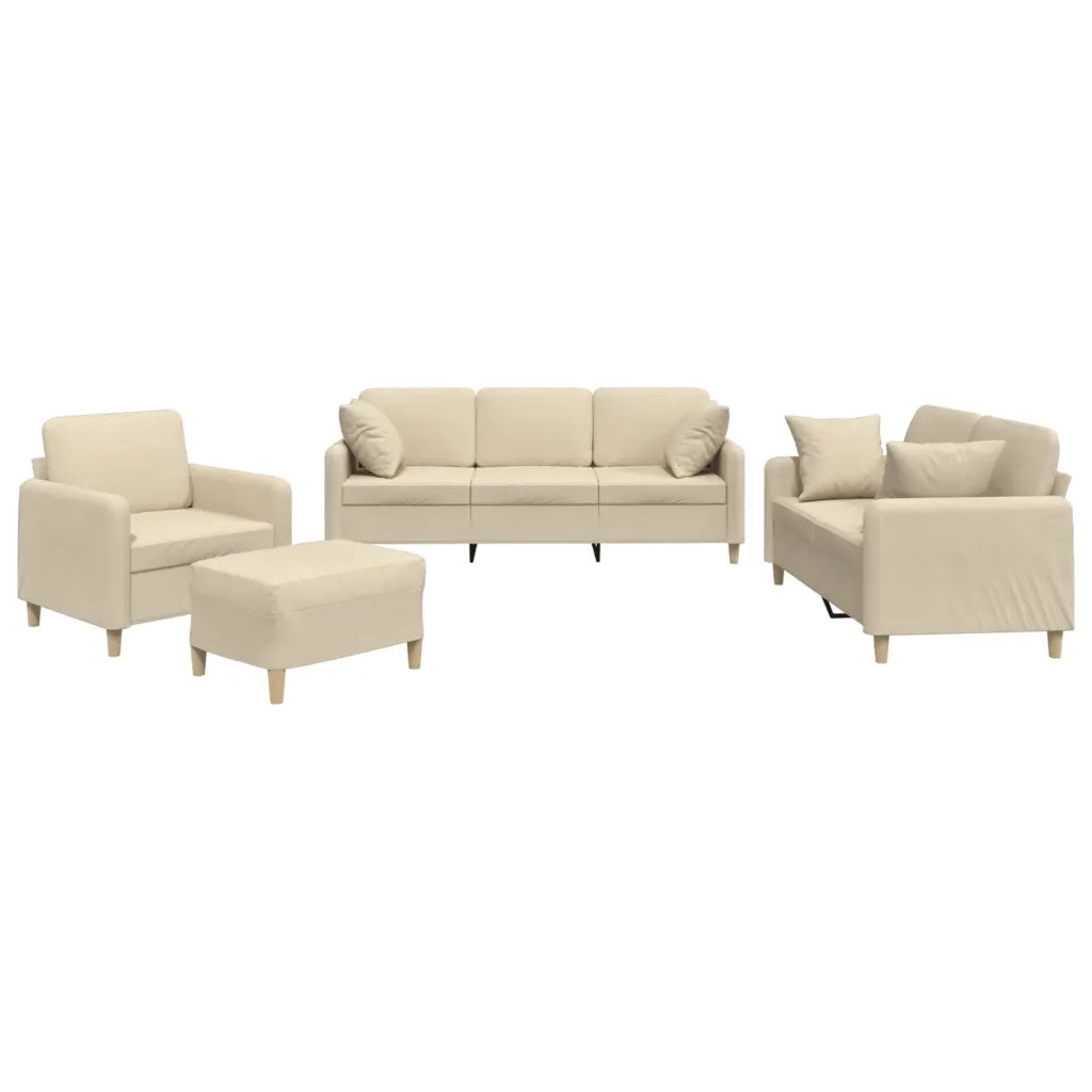 Set Divani 4 pz con Cuscini Crema in Tessuto 3202080