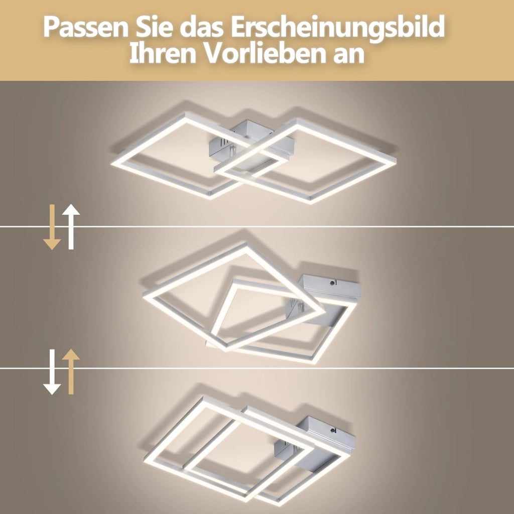 ZMH Plafoniera LED argento 24W 4000K moderna plafoniera quadrata per soggiorno camera da letto corridoio o ufficio
