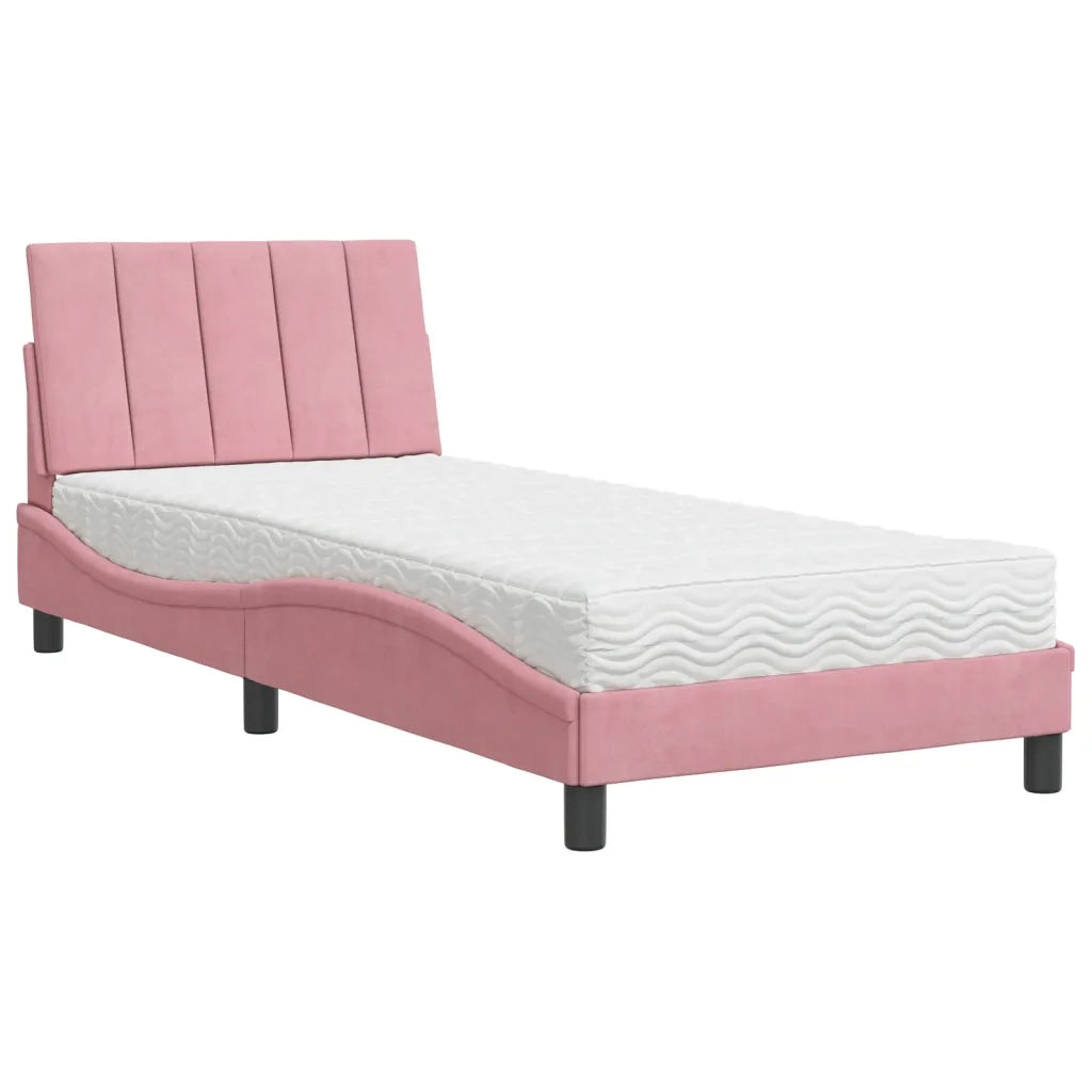 Letto con Materasso Rosa 90x190 cm in Velluto