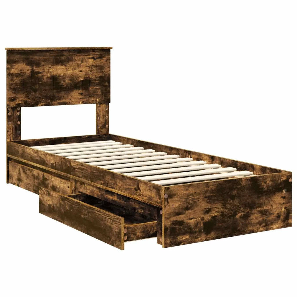Letto con Contenitore Rovere fumé 75 x 190 cm Legno multistrato