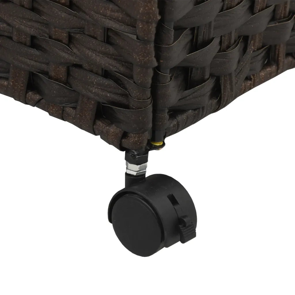 Cesto Portabiancheria Ruote Marrone Scuro 60x35x60,5 cm Rattan