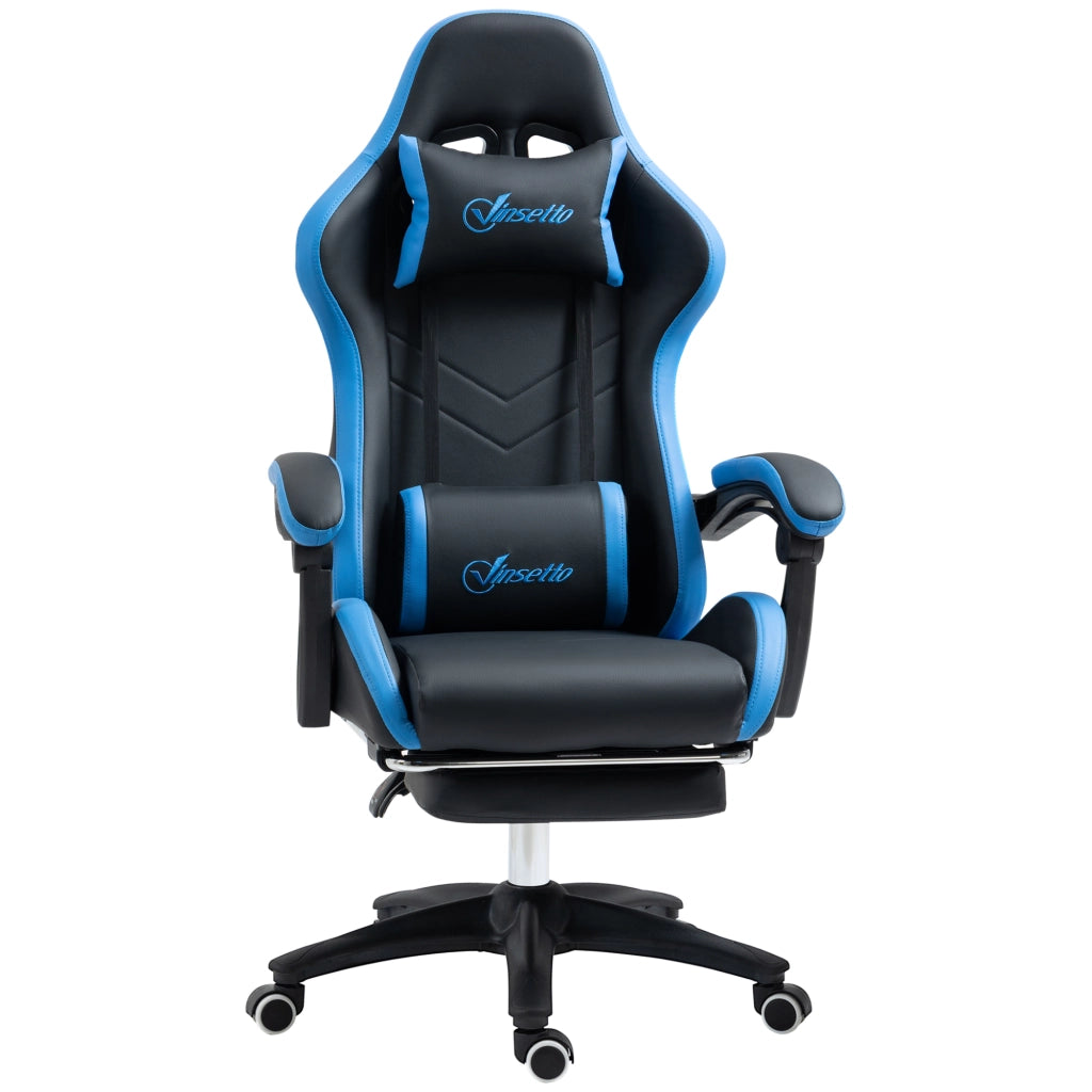 Sedia gaming girevole e regolabile in altezza con reclinazione 135°, supporto lombare e poggiapiedi, nero