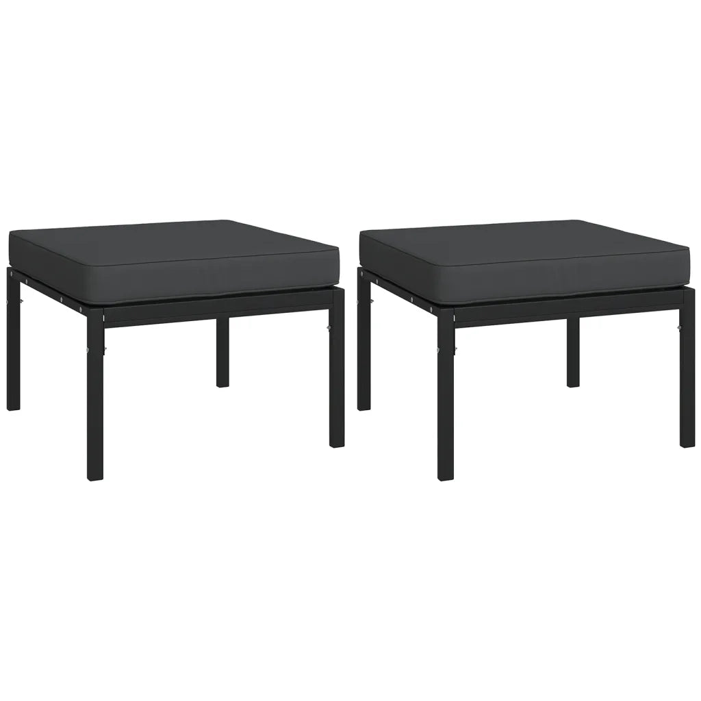 Set Mobili da Giardino 11 pz con Cuscini Grigi in Acciaio