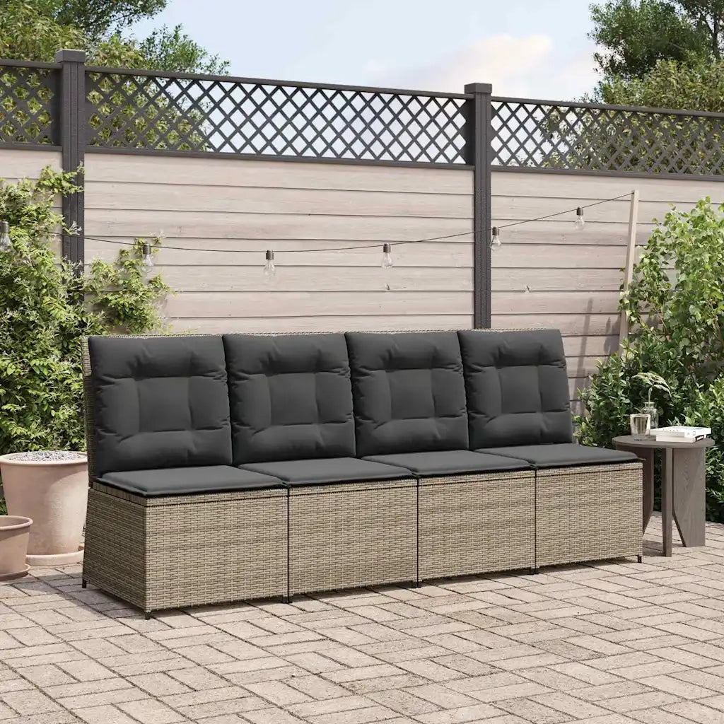 vidaXL Divano da giardino con cuscino Grigio Poly Rattan