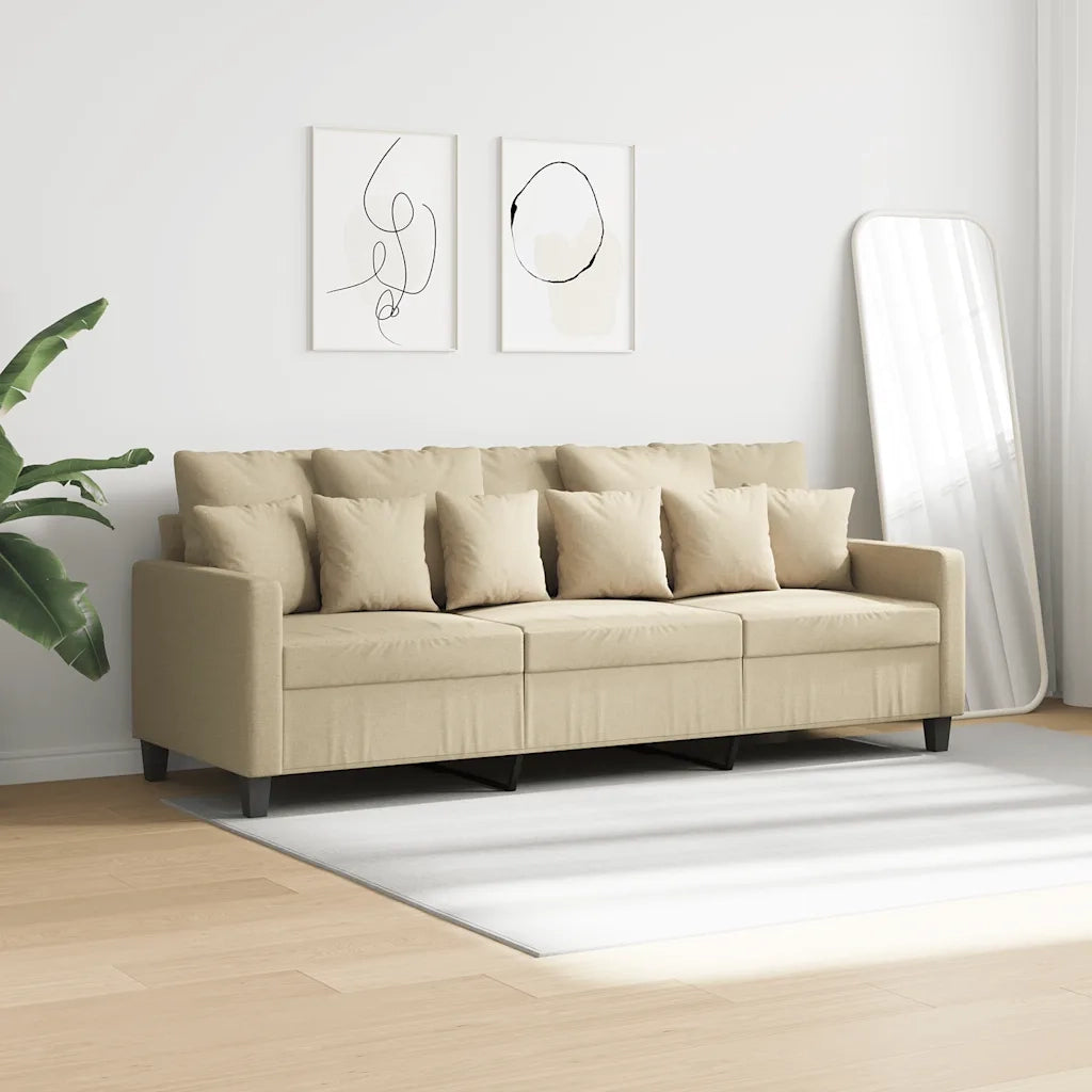 Divano a 3 Posti-Sofa 3 Posti Crema 180 cm in Tessuto 238386