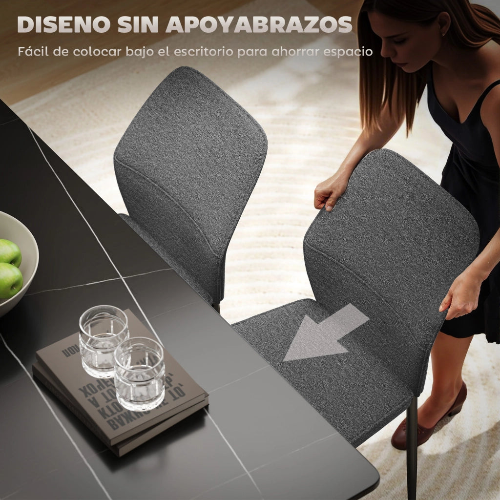 Set 2 Sedie da Pranzo ¨C Xylo ¨C Velluto Grigio, Schienale Curvo, Gambe Acciaio 45x57x86cm