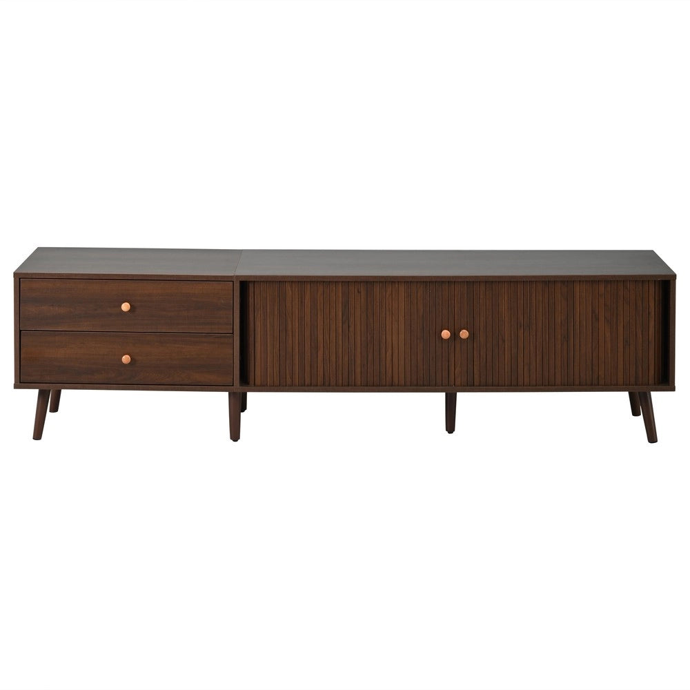 Mobile TV grande in noce - Zephmum- 180x40x46,5cm- due cassetti e ante scorrevoli