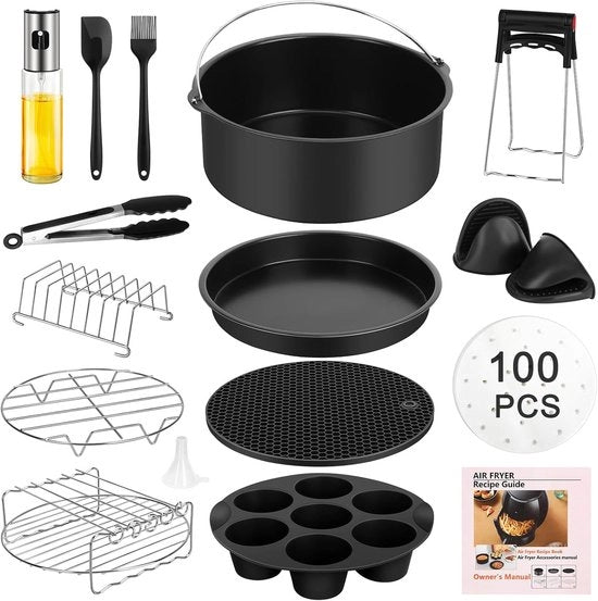 Accessori per Airfryer - Ciotola in Silicone - Carta da forno - Nero